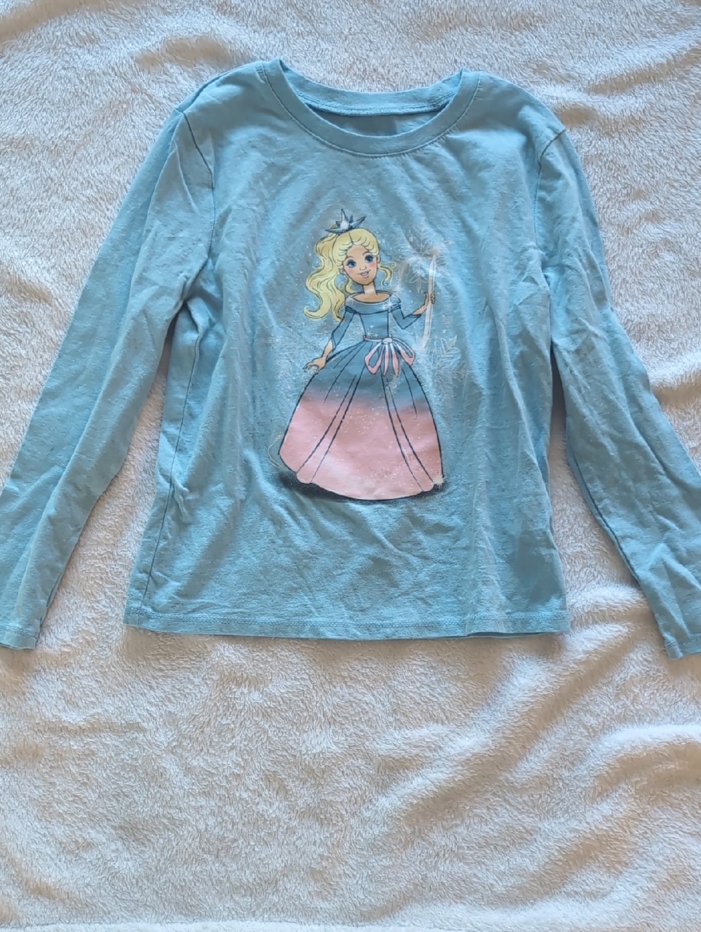 Children's Place Light Blue Long-Sleeve Tee with Princess Graphic - Pink Accents